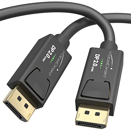 KabelDirekt – 8K Displayport Kabel 2.0 – 5 m – DP 2.0 Kabel mit spezieller A.I.S. Schirmung für Gaming PCs/Gaming Laptops und hochauflösende 4K / 8K oder ultraschnelle 144 Hz, 240 Hz oder 360 Hz von KabelDirekt