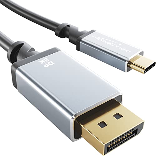 KabelDirekt – 8K USB C auf DisplayPort 1.4 Adapter Kabel mit bruchfesten Vollmetall-Steckern – 1,8 m (überträgt 8K/60Hz vom Laptop/Smartphone auf große Bildschirme – DP 1.4, USB 3.1, Thunderbolt 3) von KabelDirekt