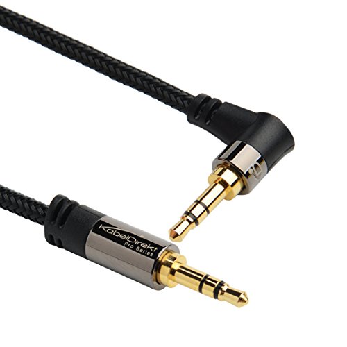 KabelDirekt – Audio/Stereo- Klinkenkabel – 0,5m (Aux Kabel, 3,5mm auf 3,5mm, Nylon, 1 x 90 Grad Winkelstecker) – PRO Series von KabelDirekt