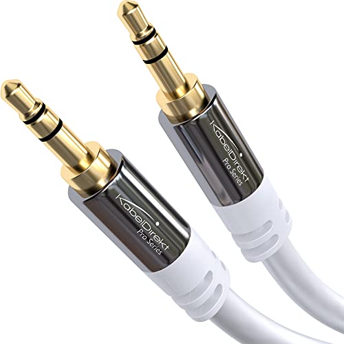 KabelDirekt – Aux Kabel & Klinkenkabel 3,5 mm, bruchfestes Metallgehäuse – 0,5 m (Kopfhörerkabel, Audio Kabel, Klinke auf Klinke, für iPhone/Handy, iPad/Tablet, Kopfhörer, MP3-Player, Auto, weiß) von KabelDirekt