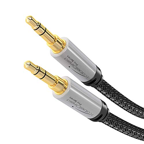 KabelDirekt – Aux Kabel & Klinkenkabel 3,5 mm, bruchfestes Metallgehäuse – 1 m (Kopfhörerkabel, Audio Kabel, Klinke auf Klinke, für iPhone/Handy, iPad/Tablet, Kopfhörer, MP3-Player, Auto, Nylon) von KabelDirekt