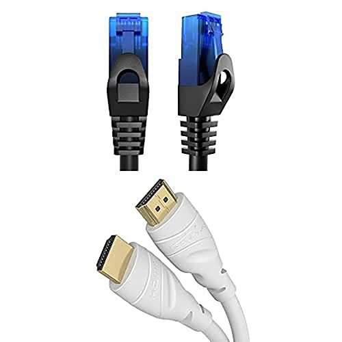 KabelDirekt Bundle – 0,25 m – Netzwerkkabel, Ethernet, LAN & Patch Kabel und 2 m – weißes 4K HDMI-Kabel (4K@60Hz, High Speed mit Ethernet, HDMI 2.0a/2.0b/2.0/1.4a, weiß) von KabelDirekt