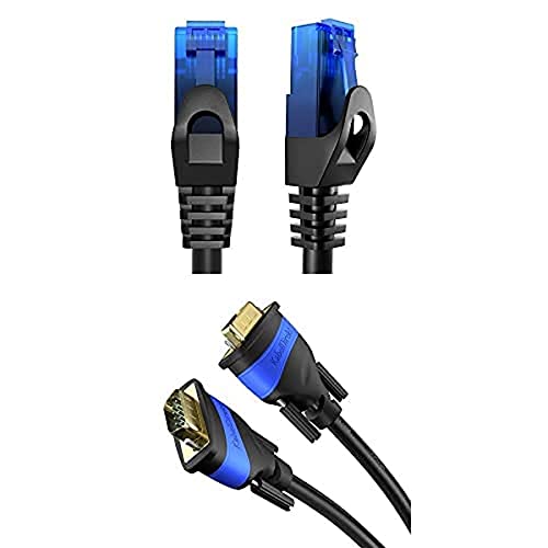 KabelDirekt Bundle – 0,25 m – Netzwerkkabel, Ethernet, Lan & Patch Kabel und 3 m – VGA-Kabel (15-polig, Full HD/1080p) von KabelDirekt