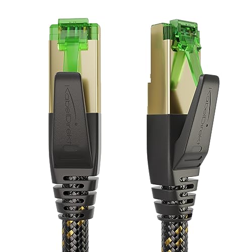 KabelDirekt – Cat 7 Netzwerkkabel, flexible & bruchfeste Nylon-Ummantelung – 0,25 m – 10 Gigabit Lan & Ethernet Kabel (Patchkabel geeignet für Highspeed Netzwerke, Switch, Router, PC & Modem, RJ45) von KabelDirekt