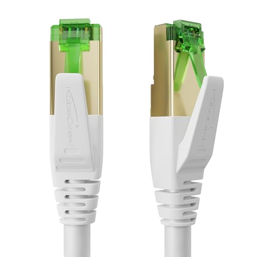 KabelDirekt – Cat 7 Netzwerkkabel mit Dreifach-Schirmung – 0,25 m – 10 Gigabit Lan Kabel & Ethernet Kabel (Patchkabel geeignet für Highspeed Netzwerke, Gaming, Switch, Router, PC & Modem, RJ45, weiß) von KabelDirekt