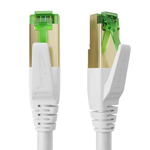 KabelDirekt – Cat 7 Netzwerkkabel mit Dreifach-Schirmung – 0,5 m – 10 Gigabit Lan Kabel & Ethernet Kabel (Patchkabel geeignet für Highspeed Netzwerke, Gaming, Switch, Router, PC & Modem, RJ45, weiß) von KabelDirekt