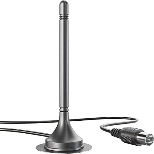 KabelDirekt – DVB-T2 HD/DVB-T Antenne (geeignet für hohen digitalen Empfang mit stabilem Magnetfuß und 3m Kabel für alle DVB-T2/DVB-T Empfangsgeräte – Schmale Ausführung) von KabelDirekt