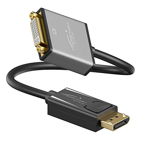 KabelDirekt – DisplayPort DP auf DVI Adapter – 0,15m (maximale Auflösung 4K/30Hz, geeignet für alle Grafikkarten mit DP-Buchse, Anschluss von Beamer oder Monitor mit DVI-Eingang) – PRO Series von KabelDirekt