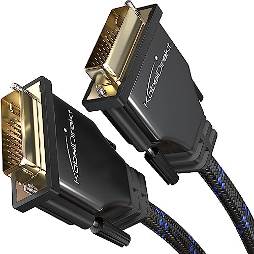 KabelDirekt – Dual Link DVI Kabel – mit Ferritkern, Braiding und Vollmetall-Stecker – 1 m (digitales DVI-D/24+1 Monitor Kabel, DVI auf DVI, bis zu 2560×1600 bei 60 Hz oder Full HD/1080p, Nylon) von KabelDirekt
