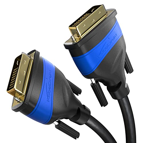 KabelDirekt – Dual Link DVI Kabel – mit Ferritkern für störungsfreie Signalübertragung – 1 m (digitales DVI-D/24+1 Monitor Kabel, DVI auf DVI, bis zu 2560×1600 bei 60 Hz oder Full HD/1080p) von KabelDirekt