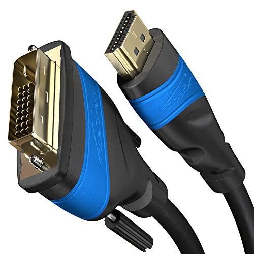 KabelDirekt – HDMI DVI Adapter Kabel mit A.I.S. Schirmung gegen Störsignale – 2x 2 m (bi-direktionales DVI-D 24+1/HDMI Monitor Kabel, HDMI-Gerät an DVI-Monitor anschließen oder umgekehrt) von KabelDirekt