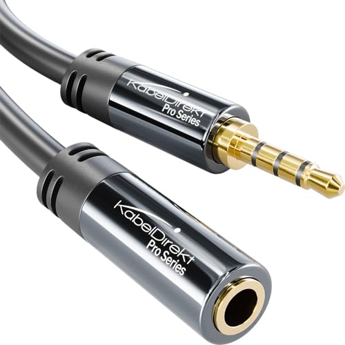 KabelDirekt – Headset Verlängerungskabel mit bruchfestem Metallgehäuse – 0,5 m (die Verlängerung ist ideal für Gaming Headsets oder Headsets mit Mikrofon, TRRS 4-polig, 3,5 mm Stecker auf Buchse) von KabelDirekt