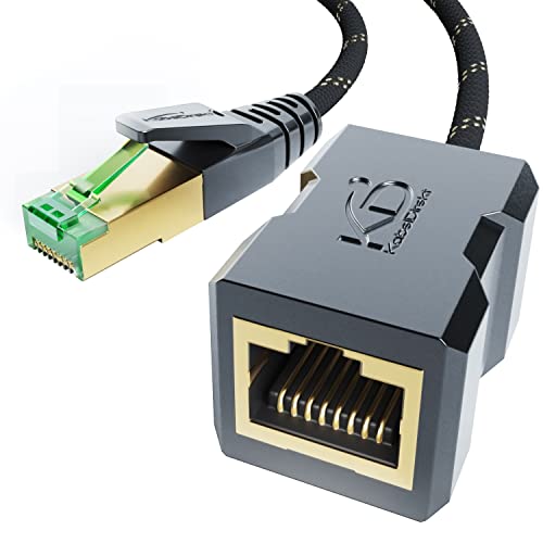 KabelDirekt – LAN Kabel Verlängerung & Ethernet Verlängerung mit bruchfester Nylon-Ummantelung – 0,3 m (10 Gbit/s, Cat 7 Kabel, RJ45, verlängert Netzwerkkabel/Patchkabel bei voller Geschwindigkeit) von KabelDirekt