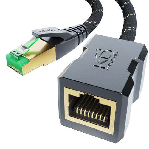 KabelDirekt – LAN Kabel Verlängerung & Ethernet Verlängerung mit bruchfester Nylon-Ummantelung – 0,5 m (10 Gbit/s, Cat 7 Kabel, RJ45, verlängert Netzwerkkabel/Patchkabel bei voller Geschwindigkeit) von KabelDirekt