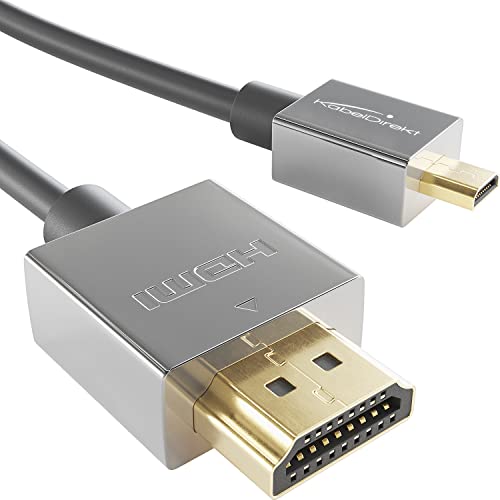 KabelDirekt – Micro-HDMI-Kabel mit bruchfesten Vollmetall-Steckern – 3 m (HDMI auf Micro-HDMI, bidirektional – 4K@60Hz für Ultra HD – HDMI 2.0/1.4, für Tablets/Kameras/Raspberry Pi, schwarz) von KabelDirekt