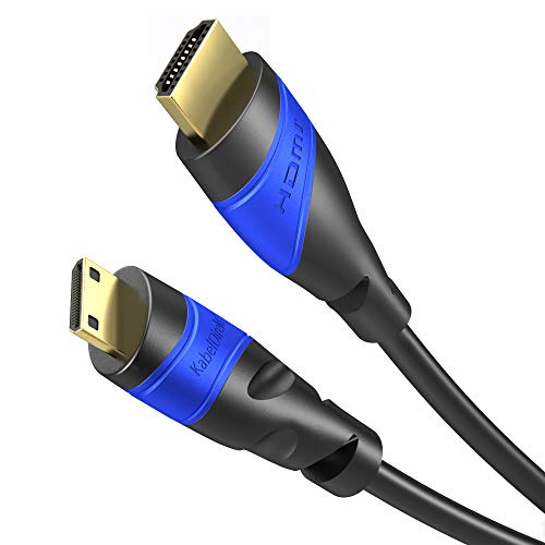 KabelDirekt – Mini-HDMI-Kabel, bruchfest konstruiert – 2m (HDMI zu Mini-HDMI, bidirektional, 4K@60Hz für Ultra HD, High Speed HDMI mit Ethernet, für Tablets/Kameras/Camcorder, schwarz) von KabelDirekt