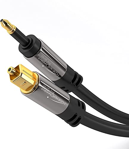 KabelDirekt – Mini-TOSLINK optisches Audiokabel mit LWL Störsignalschutz – 1,5 m (Mini-TOSLINK auf TOSLINK, digitales S/PDIF-Kabel/Glasfaserkabel für Soundbar, Stereoanlage/Verstärker, HiFi-Geräte) von KabelDirekt