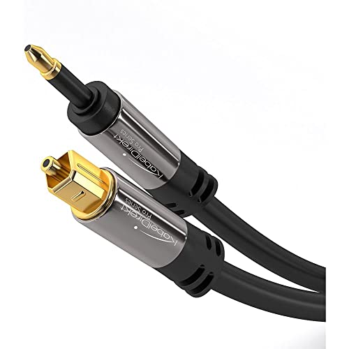KabelDirekt – Mini-TOSLINK optisches Audiokabel mit LWL Störsignalschutz – 7,5m (Mini-TOSLINK auf TOSLINK, digitales S/PDIF-Kabel/Glasfaserkabel für Soundbar, Stereoanlage/Verstärker, HiFi-Geräte) von KabelDirekt