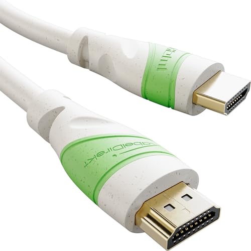 KabelDirekt – Öko-HDMI-Kabel – 5 m (Kabelmantel partiell aus Bio-Materialien wie Strohgranulat – HDMI 2.0 für 4K@60Hz, High Speed mit Ethernet, PC/Blu-ray/PS5/Xbox Series X/Switch, grau/grün) von KabelDirekt