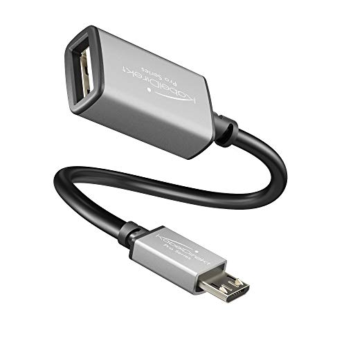 KabelDirekt – OTG Adapter – 0,15m (USB A 2.0 Buchse auf Micro USB Stecker, High Speed Datenkabel, für Festplatte, Kartenlesegerät, Speicherstick, Maus, Tastatur, schwarz/space grey) von KabelDirekt