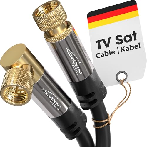 KabelDirekt – SAT Kabel, Koaxialkabel, Satellitenkabel, 90° gewinkelt/gerade – TV Kabel mit F-Stecker, geschirmt, bruchfeste Metallstecker – 10 m (ideal für HDTV, Radio, DVB-T, DVB-C, DVB-S, DVB-S2) von KabelDirekt