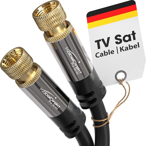 KabelDirekt – SAT Kabel, Koaxialkabel Internet, Satellitenkabel – TV Kabel/Fernsehkabel mit F-Stecker, bruchfestem Metallstecker und mehrfach geschirmt – 0,5 m (für Radio, DVB-T2, DVB-C, DVB-S2) von KabelDirekt