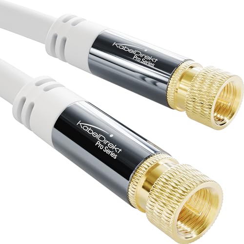 KabelDirekt – SAT Kabel, Koaxialkabel Internet, Satellitenkabel weiß – 20m – TV Kabel/Fernsehkabel mit F-Stecker, bruchfestem Metallstecker und mehrfach geschirmt (für Radio, DVB-T2, DVB-C, DVB-S2) von KabelDirekt