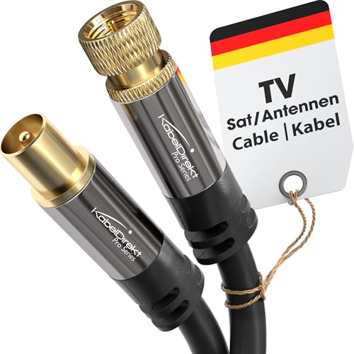 KabelDirekt – SAT Kabel/Antennenkabel mit bruchfestem Metallstecker – 1 m (TV Kabel/Satellitenkabel, Adapter von F-Stecker auf Antennenstecker, geeignet für TV, Radio, DVB-T2/DVB-C/DVB-S/DVB-S2) von KabelDirekt