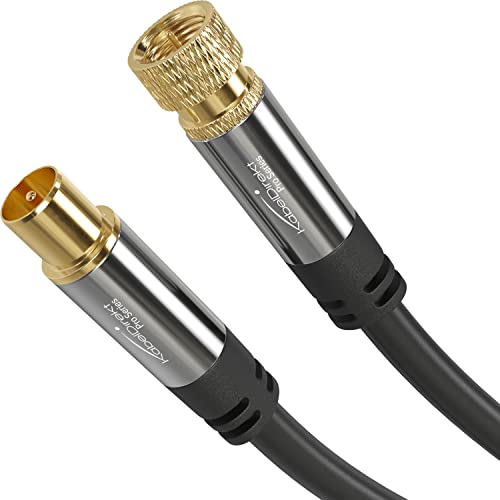 KabelDirekt – SAT Kabel/Antennenkabel mit bruchfestem Metallstecker – 10 m (TV Kabel/Satellitenkabel, Adapter von F-Stecker auf Antennenstecker, geeignet für TV, Radio, DVB-T2/DVB-C/DVB-S/DVB-S2) von KabelDirekt