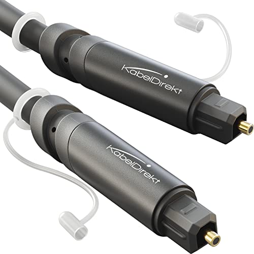 KabelDirekt – TOSLINK-Kabel, optisches Audiokabel – 10 m – Glasfaserkabel für Soundbar mit Schutzkappe (TOSLINK auf TOSLINK, digitales S/PDIF-Kabel, Stereoanlage/Verstärker, Heimkino, Xbox One/PS4) von KabelDirekt