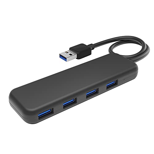 KabelDirekt – USB-3.0-Hub 4-Port (Slim-Design, Plug & Play an PC/Notebook/Mac, 4 USB-A-Buchsen/1 USB-A-Stecker, für mehr USB-Anschlüsse, SuperSpeed/5 Gbit/s, schwarz) von KabelDirekt