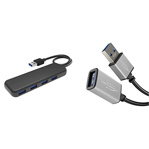 KabelDirekt – USB-3.0-Hub 4-Port & – USB A 3.0 Verlängerungskabel – 2m – PRO Series von KabelDirekt