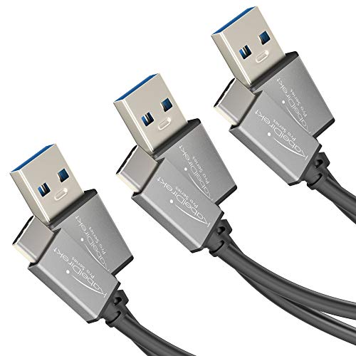 KabelDirekt – USB A 3.0 auf USB C Kabel – 0,5m + 1m + 2m, 3-Pack (SuperSpeed Datenkabel und Ladekabel, geeignet für Smartphones und Tablets mit USB C Anschluss, schwarz/space grey) von KabelDirekt