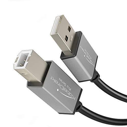 KabelDirekt – USB B 2.0 Kabel – 2m (USB A auf USB B zur Verwendung als Druckerkabel, Scannerkabel oder für Faxgeräte, schwarz/space grey) – PRO Series von KabelDirekt
