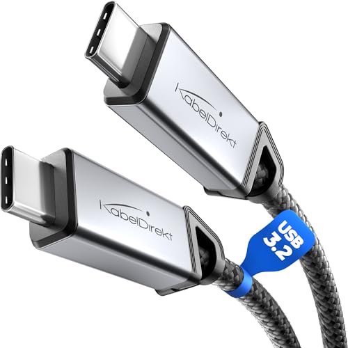 KabelDirekt – USB C Kabel All-in-One, USB 3.2 Gen 2, Metallstecker + Braiding – 1,5 m (für Daten/Video mit 20Gbit/s, schnelles Laden mit 240W, universelles Datenkabel/Ladekabel/Monitorkabel, Schwarz) von KabelDirekt