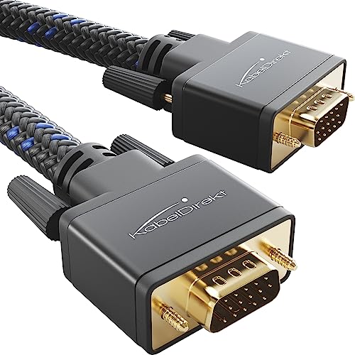 KabelDirekt – VGA Monitor Kabel für maximale Bildqualität durch hochreine Kupferleitungen – 0,5 m (Full HD, VGA auf VGA, verbindet PC mit Bildschirm/Beamer/Projektor, D-Sub 15, Nylon-Braiding) von KabelDirekt