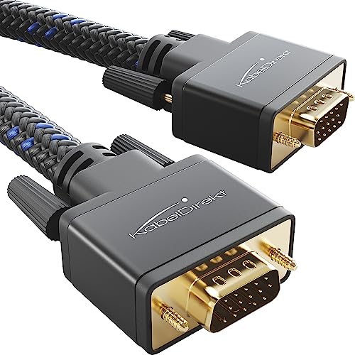 KabelDirekt – VGA Monitor Kabel für maximale Bildqualität durch hochreine Kupferleitungen – 1 m (Full HD, VGA auf VGA, verbindet PC mit Bildschirm/Beamer/Projektor, D-Sub 15, Nylon-Braiding) von KabelDirekt