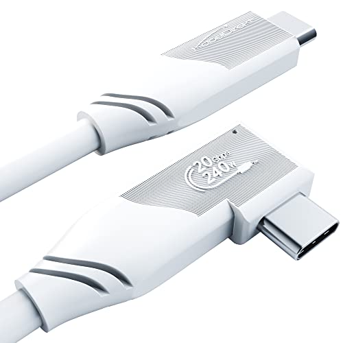 KabelDirekt – gewinkeltes USB C Kabel All-in-One, USB 3.2 Gen 2x2 – 2 m (überträgt Daten/Video mit 20Gbit/s, lädt mit 240W dank PD3.1, funktioniert als Datenkabel/Ladekabel/Monitorkabel, Weiß) von KabelDirekt