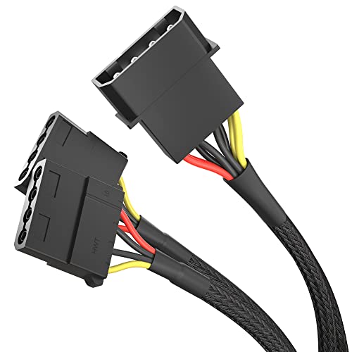 KabelDirekt – hochflexibles 4-Pin Molex auf 2x 4-Pin Molex Y-Kabel mit robuster Nylonummantelung, 30 cm von KabelDirekt