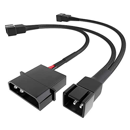 KabelDirekt – hochflexibles Molex Lüfter Verteilerkabel, 4-Pin Molex 5 V (2-polig) auf 3× 3-Pin Stecker (2-polig), 20/20/20 cm – mit robuster Nylonummantelung von KabelDirekt