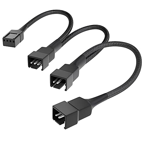 KabelDirekt – hochflexibles PWM Splitter Kabel/Lüfter-Verteilerkabel, 4-Pin auf 1× 4-Pin (4-polig) und 2× 4-Pin (3-polig), 20/20/20 cm – mit robuster Nylonummantelung von KabelDirekt