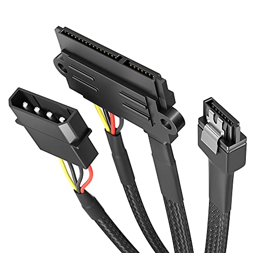 KabelDirekt – hochflexibles SATA Kabel, Adapterkabel 15-Pin SATA 6 Gbit/s (Daten) und 4-Pin Molex (Strom) auf 22-Pin SATA (Daten & Strom), 60 cm – für Festplatte/HDD und SSD von KabelDirekt