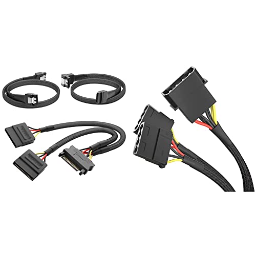 KabelDirekt – hochflexibles SATA Kabel + 7-Pin SATA 3 Datenkabel 6 Gbit/s + 7-Pin SATA 3 Datenkabel 6 Gbit/s & hochflexibles 4-Pin Molex auf 2X 4-Pin Molex Y-Kabel mit robuster Nylonummantelung, 30 cm von KabelDirekt