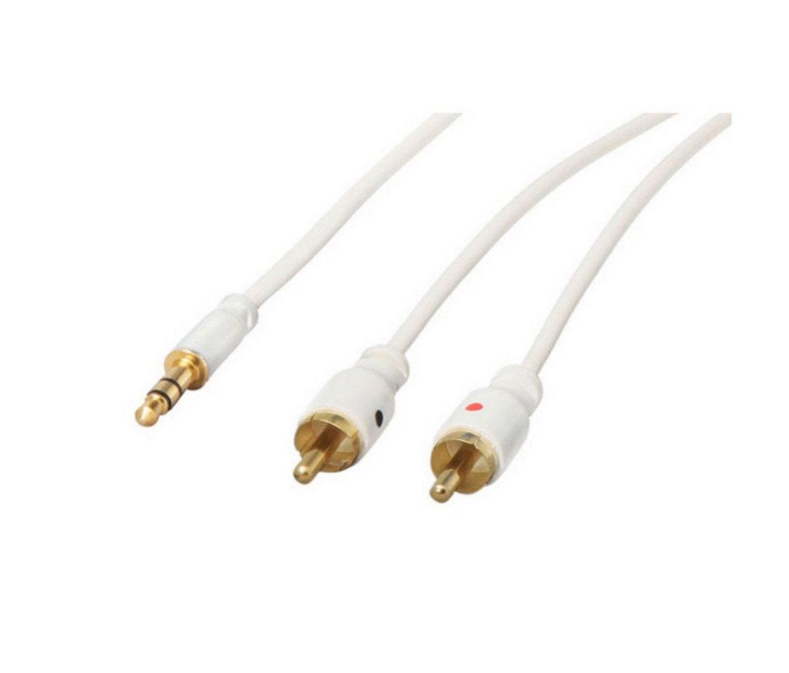 Kabelbude.eu 3,5mm Mini-St. - 2x Cinchstecker Rund ws, 1,5m Audio-Kabel, (150,00 cm) von Kabelbude.eu