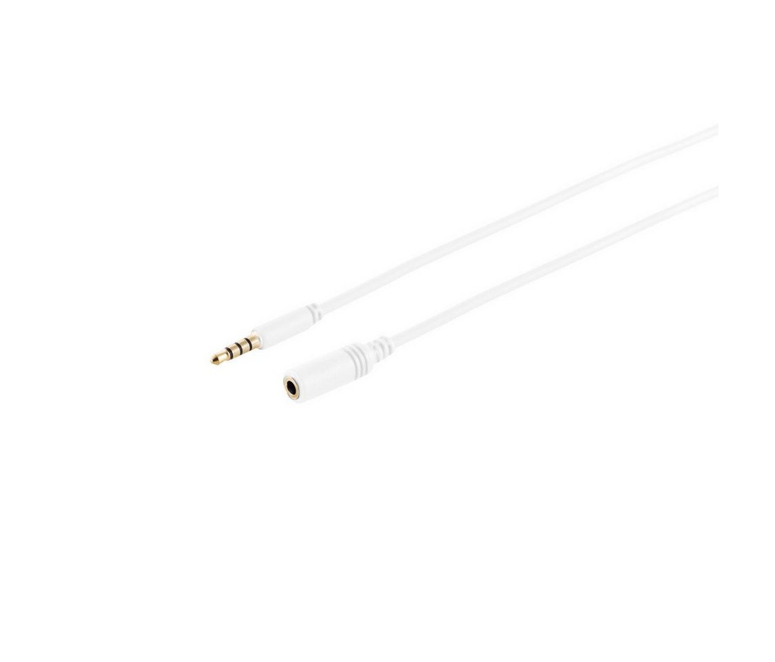 Kabelbude.eu 4-pol, 3,5mm Stecker/ Buchse, weiß, verg. 2m Audio-Kabel, (200 cm) von Kabelbude.eu