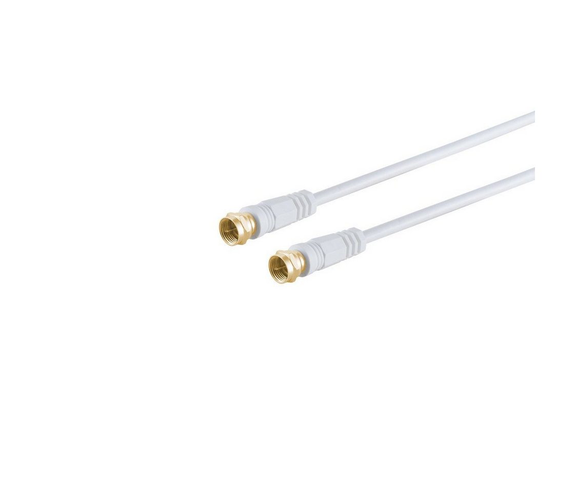 Kabelbude.eu F-Stecker - F-Stecker verg. Ferrit, weiß, 5m SAT-Kabel, (500 cm) von Kabelbude.eu