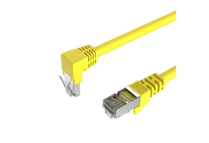 Kabelbude.eu Kabel cat 6 S/FTP PIMF Winkel-gerade gelb 0,5m LAN-Kabel, RJ-45, (50 cm) von Kabelbude.eu