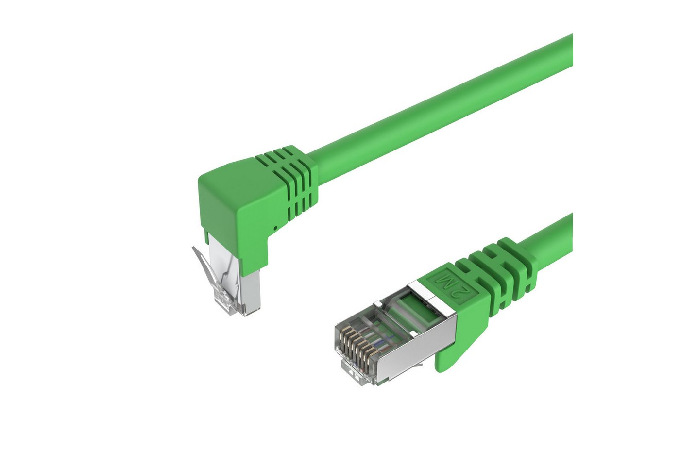 Kabelbude.eu Kabel cat 6 S/FTP PIMF Winkel-gerade grün 0,5m LAN-Kabel, RJ-45, (50 cm) von Kabelbude.eu