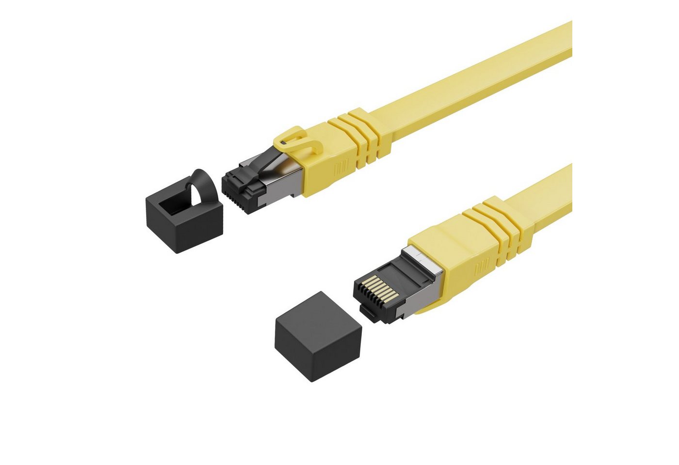 Kabelbude.eu Patchkabel CAT 8.1 flach LSZH gelb 1,0m LAN-Kabel, RJ-45, (100 cm) von Kabelbude.eu