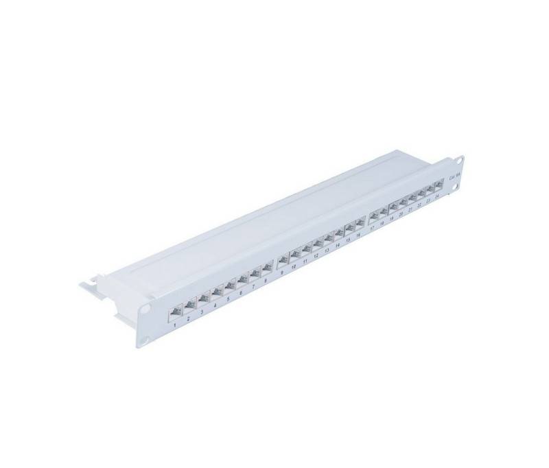 Kabelbude.eu Patchpanel Patchfeld Cat.6A, 24-Port lichtgrau Netzwerk-Patch-Panel von Kabelbude.eu